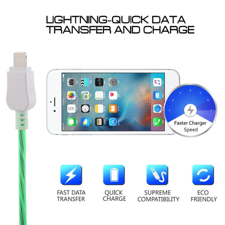 LED Flowing Light 1m USB to 8 Pin Data Sync Charge Cable for iPhone, iPad, 8 Pin Green, 8 Pin Magenta