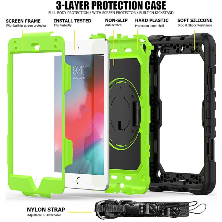 Shockproof Black Silica Gel + Colorful PC Protective Case for iPad Mini 2019 / Mini 4, with Holder & Shoulder Strap & Hand Strap & Pen Slot, iPad Mini 2019 / Mini 4