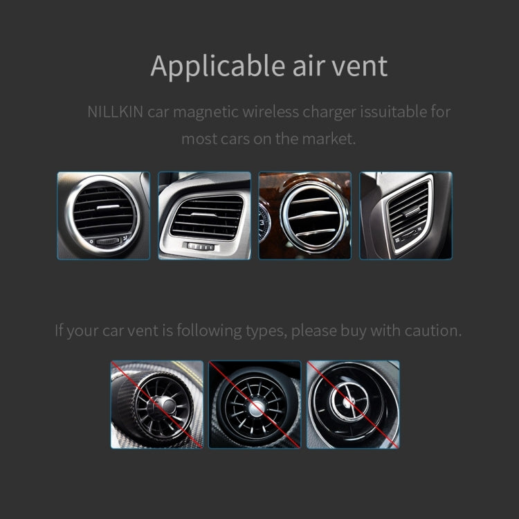 NILLKIN MC027 Car Air Outlet Vent Mount Clamp Holder 10W Fast Charging Qi Magnetic Wireless Charger, MC027 B Type