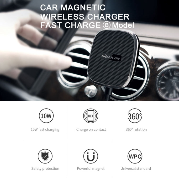 NILLKIN MC027 Car Air Outlet Vent Mount Clamp Holder 10W Fast Charging Qi Magnetic Wireless Charger, MC027 B Type