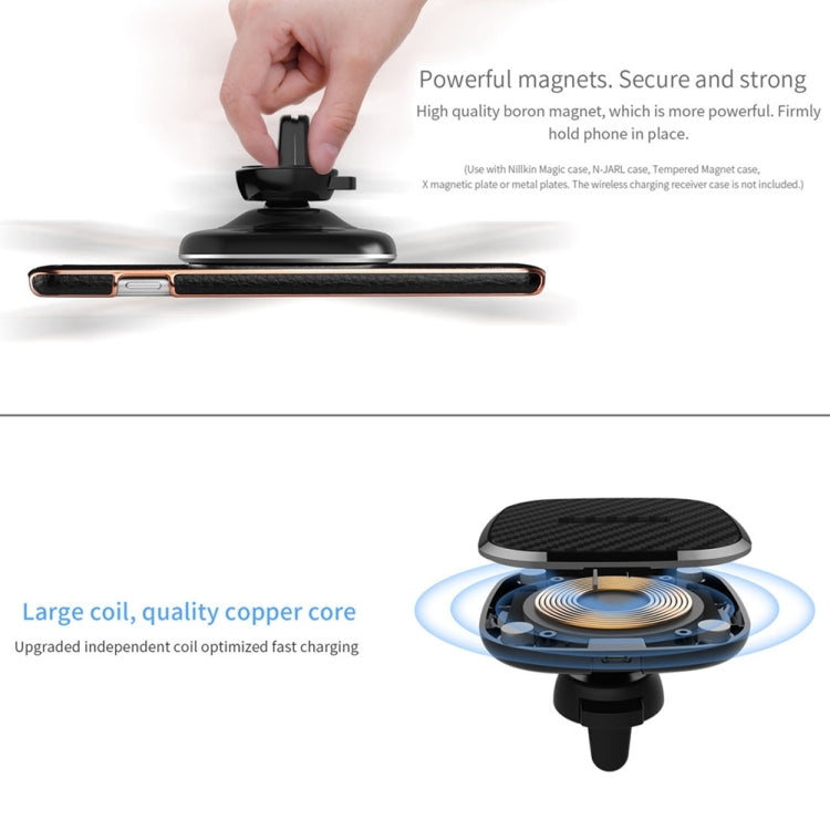 NILLKIN MC027 Car Air Outlet Vent Mount Clamp Holder 10W Fast Charging Qi Magnetic Wireless Charger, MC027 B Type