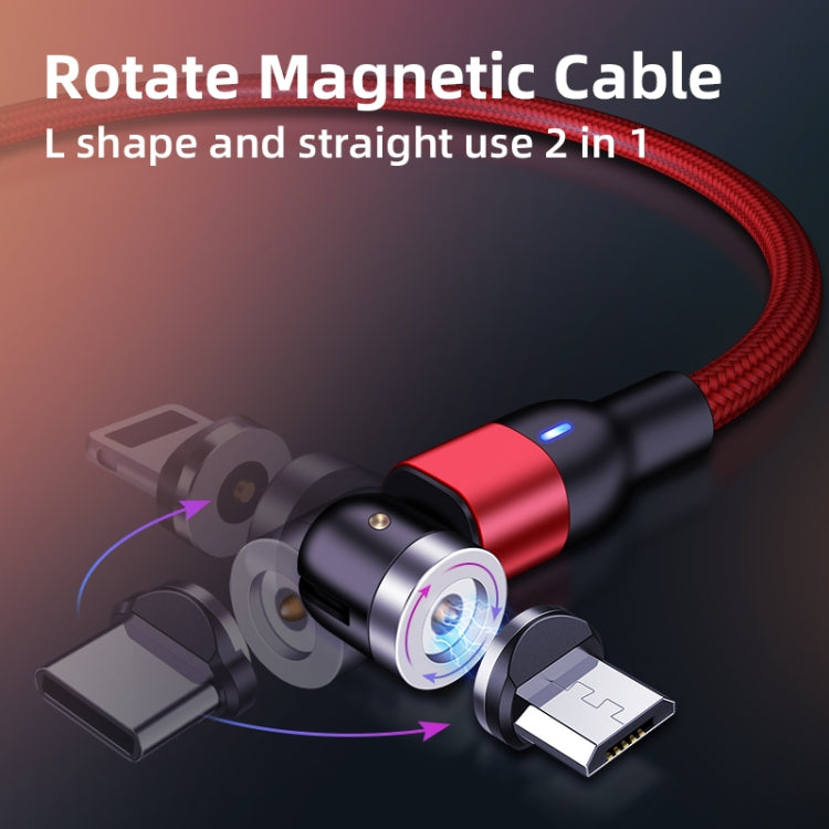 2m 2A Output 3 in 1 USB to 8 Pin + USB-C / Type-C + Micro USB Nylon Braided Rotate Magnetic Charging Cable, 2m 3 in 1, 2m  3 in 1