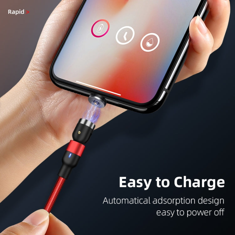 2m 2A Output 3 in 1 USB to 8 Pin + USB-C / Type-C + Micro USB Nylon Braided Rotate Magnetic Charging Cable, 2m 3 in 1, 2m  3 in 1