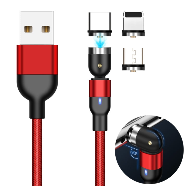 2m 2A Output 3 in 1 USB to 8 Pin + USB-C / Type-C + Micro USB Nylon Braided Rotate Magnetic Charging Cable, 2m 3 in 1, 2m  3 in 1