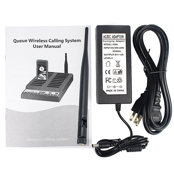 QC100 999 Channel Restaurant Wireless Paging Queuing Calling System with 20 Call Coaster Pagers, US Plug