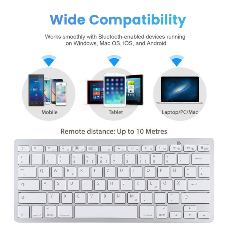 WB-8022 Ultra-thin Wireless Bluetooth Keyboard, German Keys, German Keys