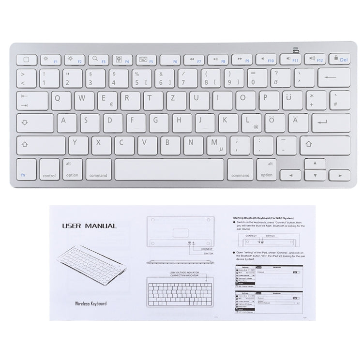 WB-8022 Ultra-thin Wireless Bluetooth Keyboard, German Keys, German Keys