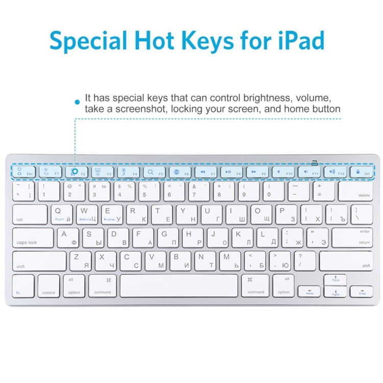 WB-8022 Ultra-thin Wireless Bluetooth Keyboard for iPad, Samsung, Huawei, Xiaomi, Tablet PCs or Smartphones, Russian Keys, Russian Keys