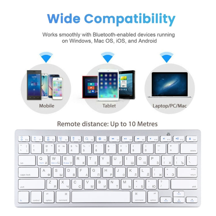 WB-8022 Ultra-thin Wireless Bluetooth Keyboard for iPad, Samsung, Huawei, Xiaomi, Tablet PCs or Smartphones, Russian Keys, Russian Keys