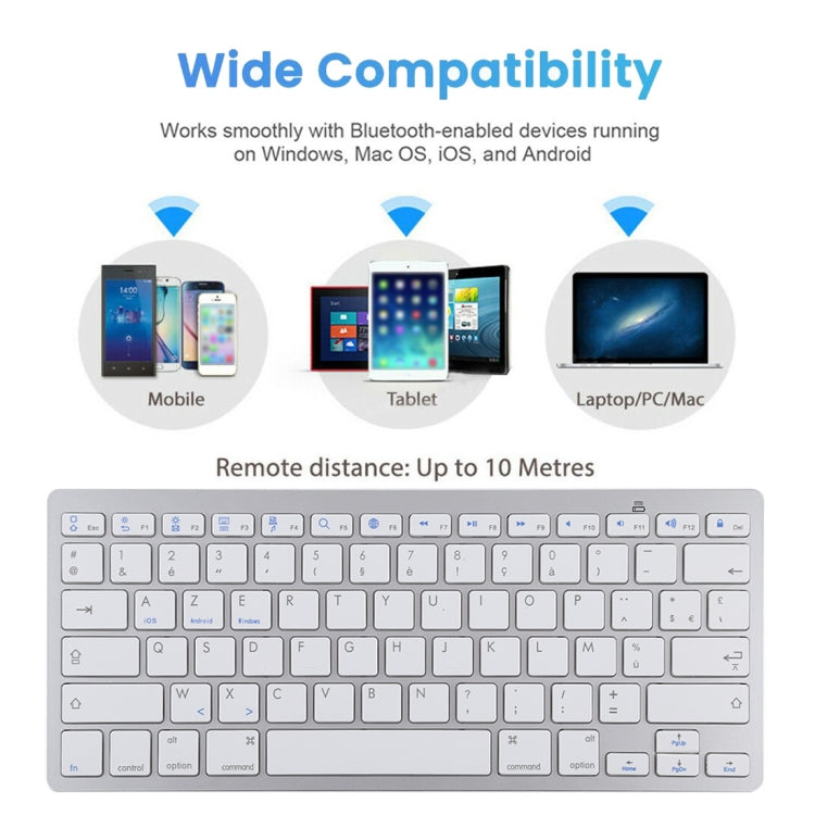 WB-8022 Ultra-thin Wireless Bluetooth Keyboard for iPad, Samsung, Huawei, Xiaomi, Tablet PCs or Smartphones, French Keys, French Keys