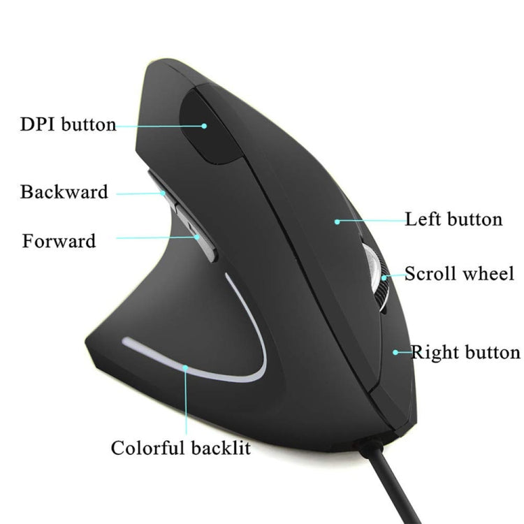 CM0093 Rechargeable Version 2.4GHz Three-button Wireless Optical Mouse Vertical Mouse for Left-hand, Resolution: 1000DPI / 1200DPI / 1600DPI, Rechargeable Version