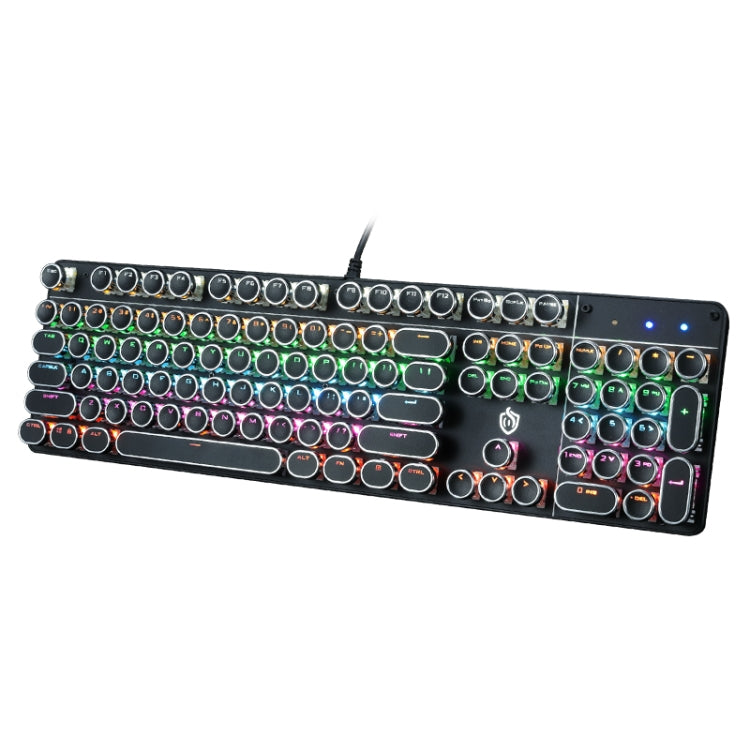 MSEZ HJK900-7 104-keys Electroplated Transparent Character Punk Keycap Colorful Backlit Wired Mechanical Gaming Keyboard, HJK900-7 Black, HJK900-7 Silver