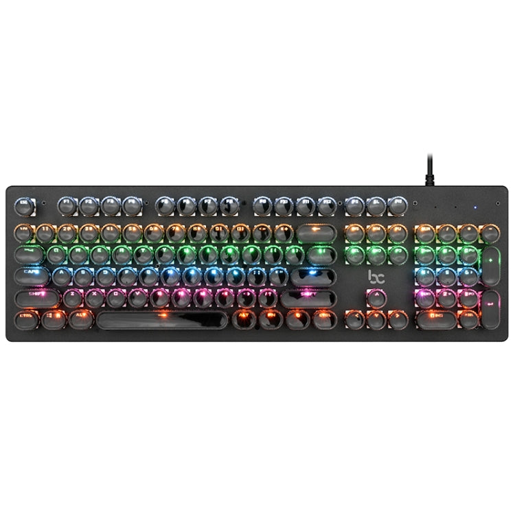 MSEZ HJK920-7 104-keys Electroplated Transparent Character Punk Keycap Colorful Backlit Wired Mechanical Gaming Keyboard, Support Autonomous Shaft Change, HJK920-7 Black, HJK920-7 White