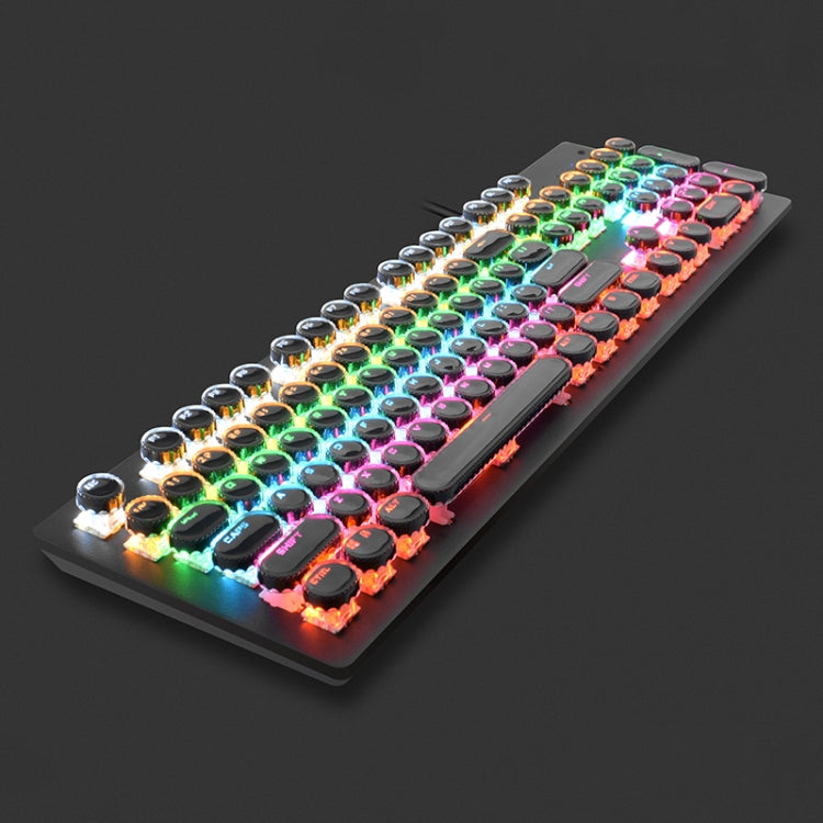 MSEZ HJK920-7 104-keys Electroplated Transparent Character Punk Keycap Colorful Backlit Wired Mechanical Gaming Keyboard, Support Autonomous Shaft Change, HJK920-7 Black, HJK920-7 White