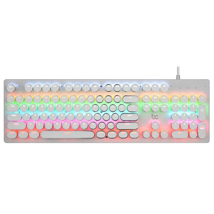 MSEZ HJK920-7 104-keys Electroplated Transparent Character Punk Keycap Colorful Backlit Wired Mechanical Gaming Keyboard, Support Autonomous Shaft Change, HJK920-7 Black, HJK920-7 White