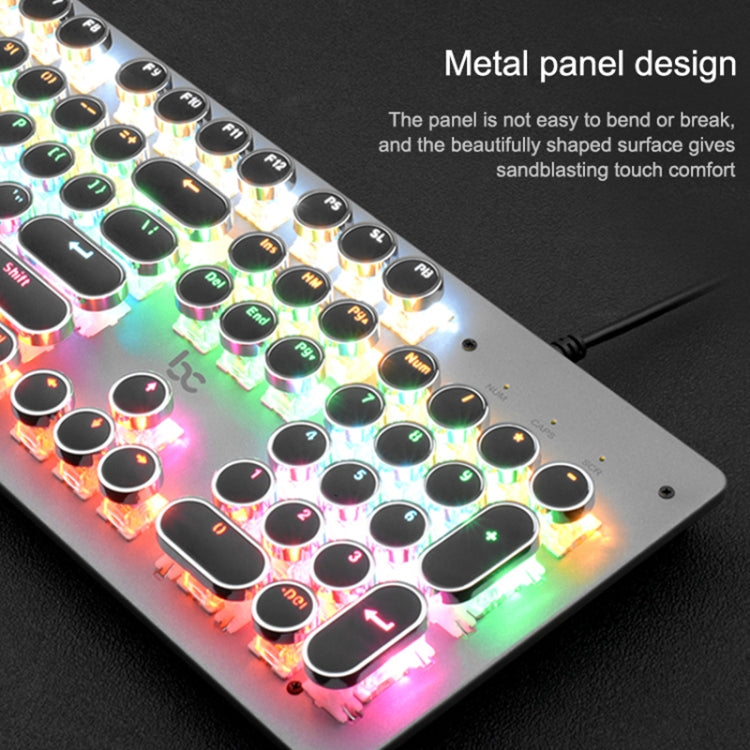 MSEZ HJK920-7 104-keys Electroplated Transparent Character Punk Keycap Colorful Backlit Wired Mechanical Gaming Keyboard, Support Autonomous Shaft Change, HJK920-7 Black, HJK920-7 White