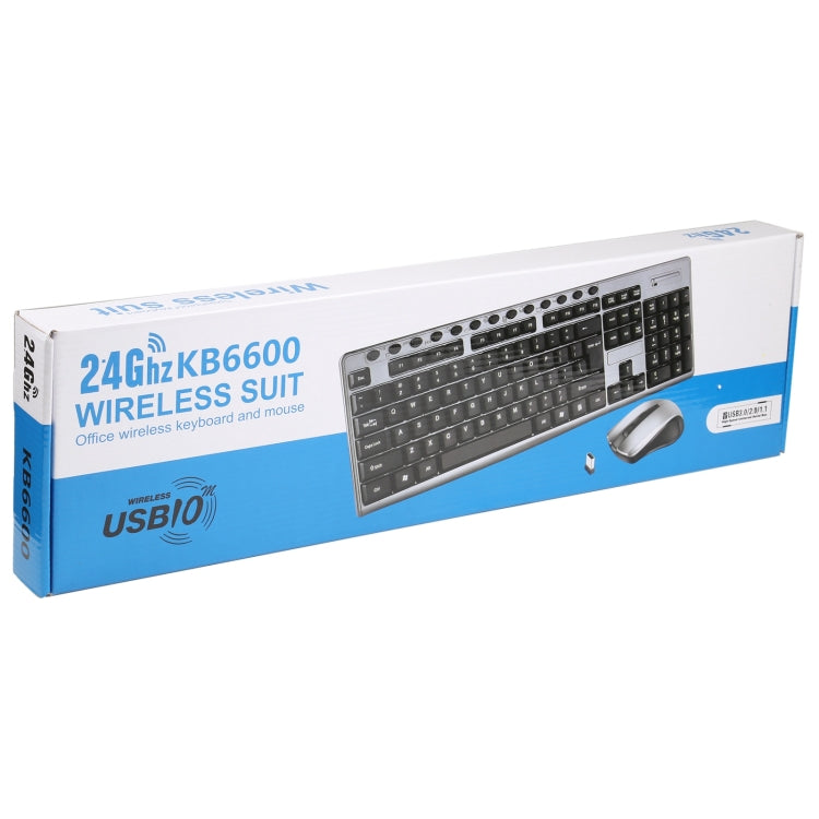 KB-6600 2.4Ghz Office Waterproof Wireless Keyboard Mouse Set, KB-6600