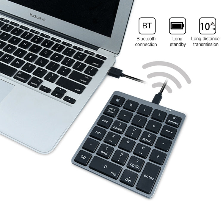 N970 Pro Dual Modes Aluminum Alloy Rechargeable Wireless Bluetooth Numeric Keyboard with USB HUB, N970 Pro