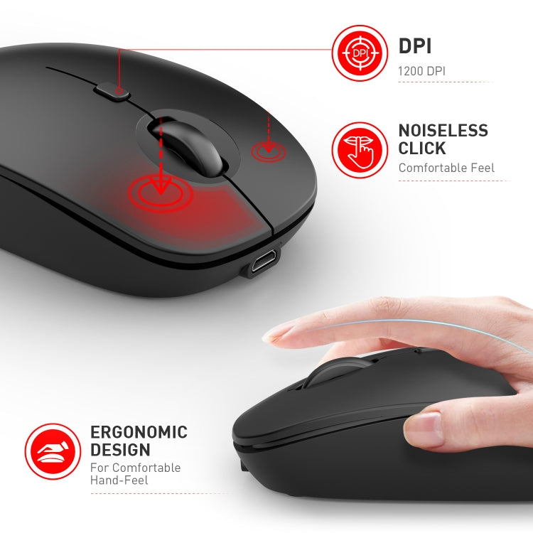 MKESPN 859 2.4G+BT5.0+BT3.0 Three Modes Wireless Mouse, 2.4G+BT5.0+BT3.0