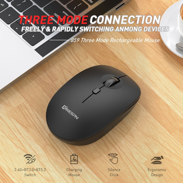 MKESPN 859 2.4G+BT5.0+BT3.0 Three Modes Wireless Mouse, 2.4G+BT5.0+BT3.0