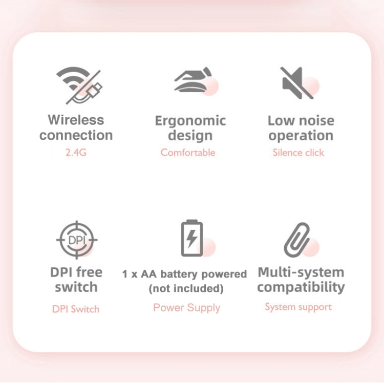 HXSJ M107 4-buttons 1600 DPI Dual Mode 2.4GHz + Bluetooth 5.1 Wireless Rechargeable Mouse, Battery Version