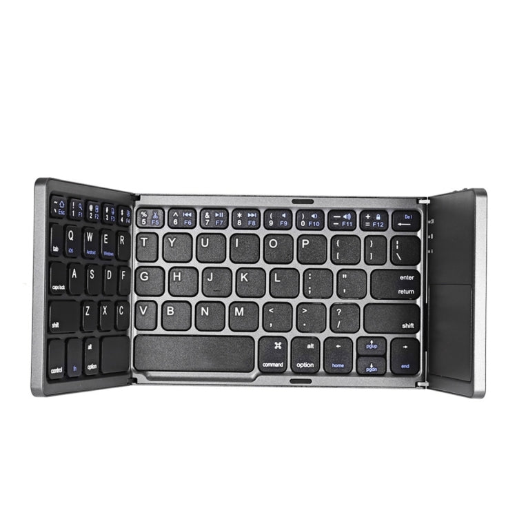 B033 Rechargeable 3-Folding 64 Keys Bluetooth Wireless Keyboard with Touchpad, 3-Folding 64 Keys with Touchpad White, 3-Folding 64 Keys with Touchpad Black