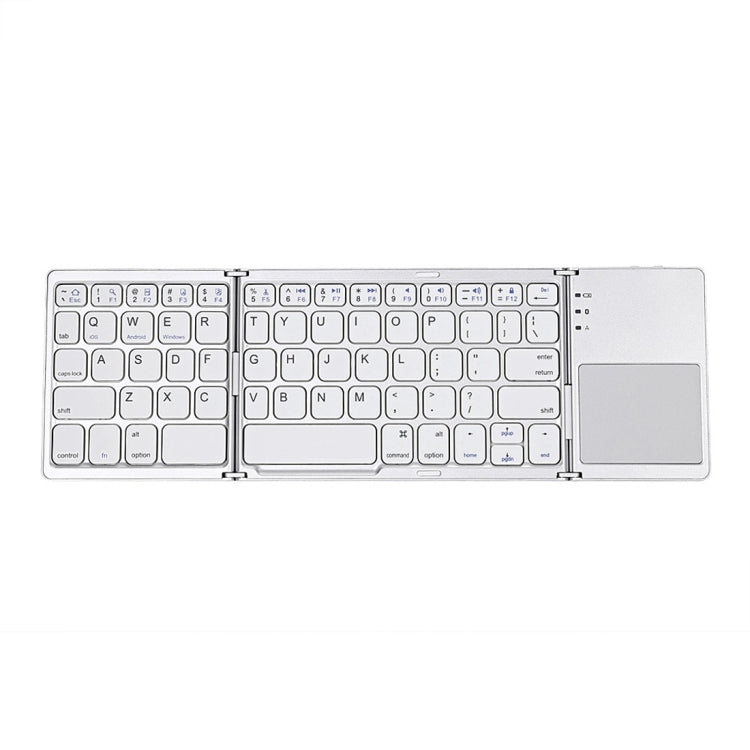 B033 Rechargeable 3-Folding 64 Keys Bluetooth Wireless Keyboard with Touchpad, 3-Folding 64 Keys with Touchpad White, 3-Folding 64 Keys with Touchpad Black