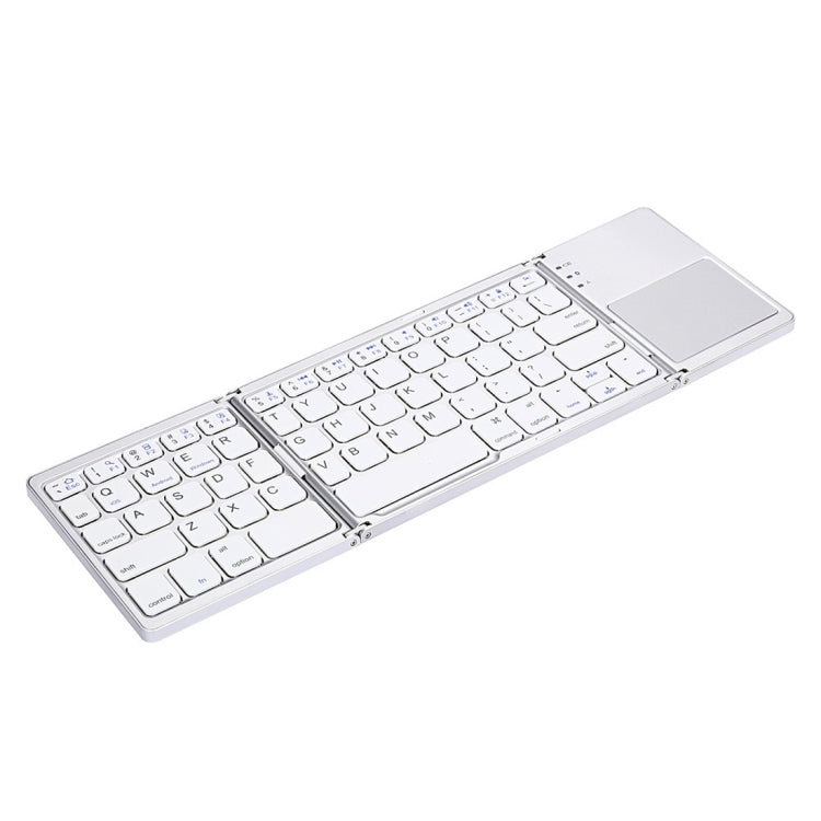 B033 Rechargeable 3-Folding 64 Keys Bluetooth Wireless Keyboard with Touchpad, 3-Folding 64 Keys with Touchpad White, 3-Folding 64 Keys with Touchpad Black