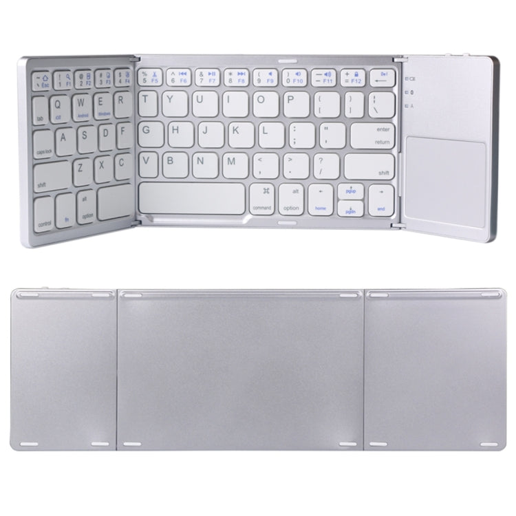 B033 Rechargeable 3-Folding 64 Keys Bluetooth Wireless Keyboard with Touchpad, 3-Folding 64 Keys with Touchpad White, 3-Folding 64 Keys with Touchpad Black