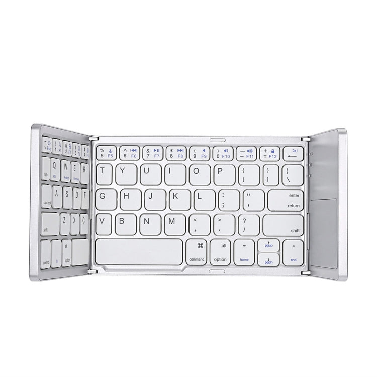 B033 Rechargeable 3-Folding 64 Keys Bluetooth Wireless Keyboard with Touchpad, 3-Folding 64 Keys with Touchpad White, 3-Folding 64 Keys with Touchpad Black