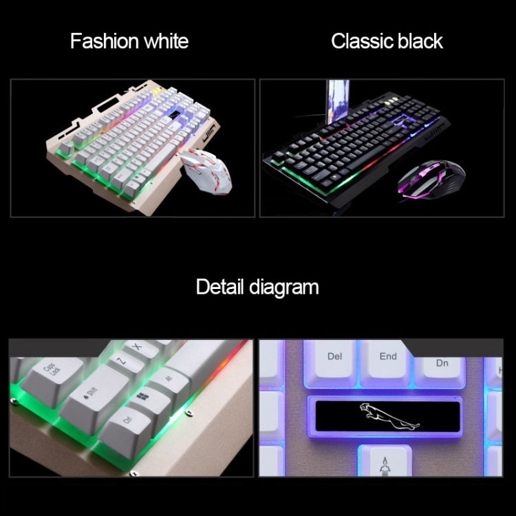 Chasing Leopard G700 USB RGB Backlight Wired Optical Gaming Mouse and Keyboard Set, Keyboard Cable Length: 1.35m, Mouse Cable Length: 1.3m, G700 Black, G700 White