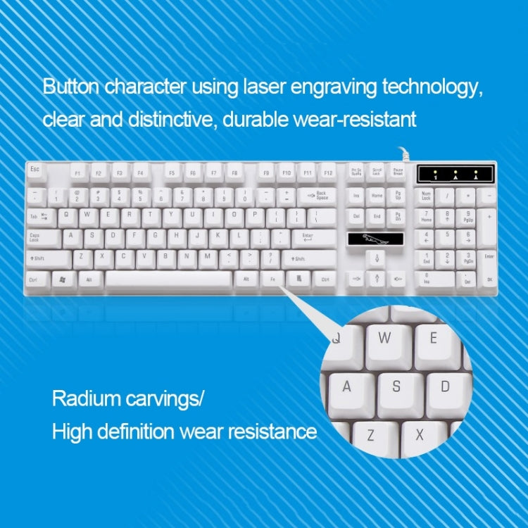 Chasing Leopard Q17 104 Keys USB Wired Suspension Gaming Office Keyboard + Wired Symmetrical Mouse Set, Keyboard Cable Length: 1.4m, Mouse Cable Length: 1.3m, Q17 Black, Q17 White