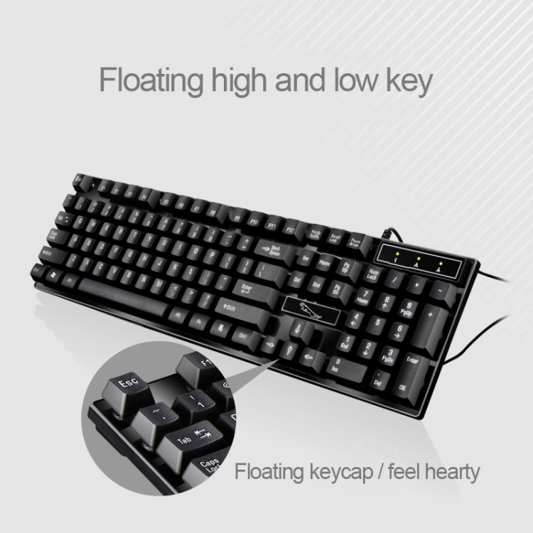 Chasing Leopard Q17 104 Keys USB Wired Suspension Gaming Office Keyboard + Wired Symmetrical Mouse Set, Keyboard Cable Length: 1.4m, Mouse Cable Length: 1.3m, Q17 Black, Q17 White