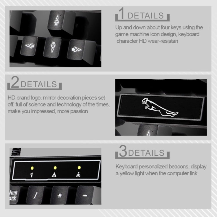 Chasing Leopard Q17 104 Keys USB Wired Suspension Gaming Office Keyboard + Wired Symmetrical Mouse Set, Keyboard Cable Length: 1.4m, Mouse Cable Length: 1.3m, Q17 Black, Q17 White