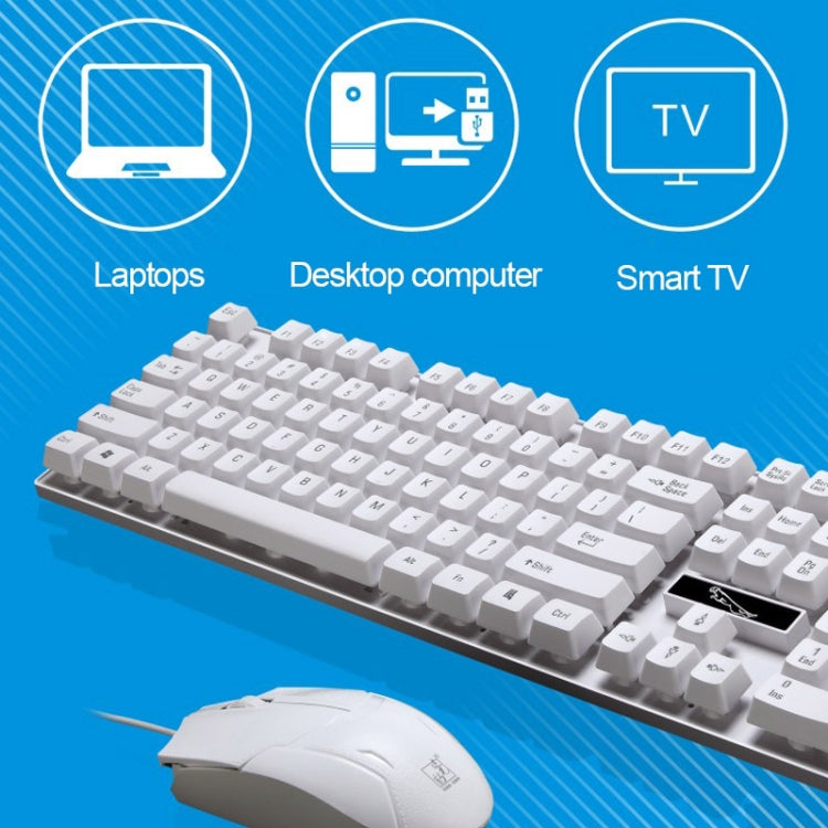 Chasing Leopard Q17 104 Keys USB Wired Suspension Gaming Office Keyboard + Wired Symmetrical Mouse Set, Keyboard Cable Length: 1.4m, Mouse Cable Length: 1.3m, Q17 Black, Q17 White