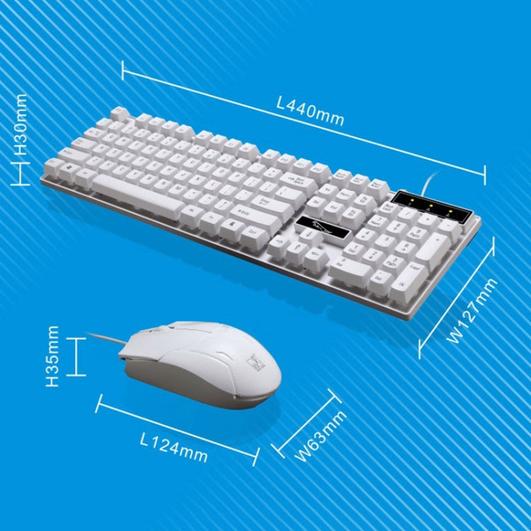 Chasing Leopard Q17 104 Keys USB Wired Suspension Gaming Office Keyboard + Wired Symmetrical Mouse Set, Keyboard Cable Length: 1.4m, Mouse Cable Length: 1.3m, Q17 Black, Q17 White