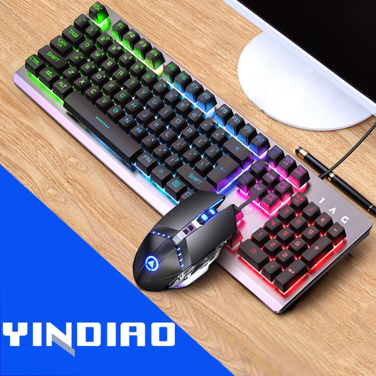 YINDIAO K002 USB Wired Mechanical Feel RGB Backlight Keyboard + Optical Silent Mouse Set, RGB Backlight / Black, RGB Backlight / Silent / Black, Orange Backlight / Black, RGB Backlight / White