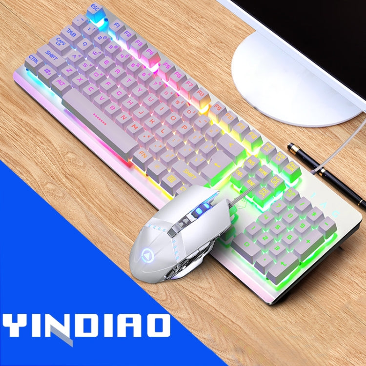 YINDIAO K002 USB Wired Mechanical Feel RGB Backlight Keyboard + Optical Silent Mouse Set, RGB Backlight / Black, RGB Backlight / Silent / Black, Orange Backlight / Black, RGB Backlight / White