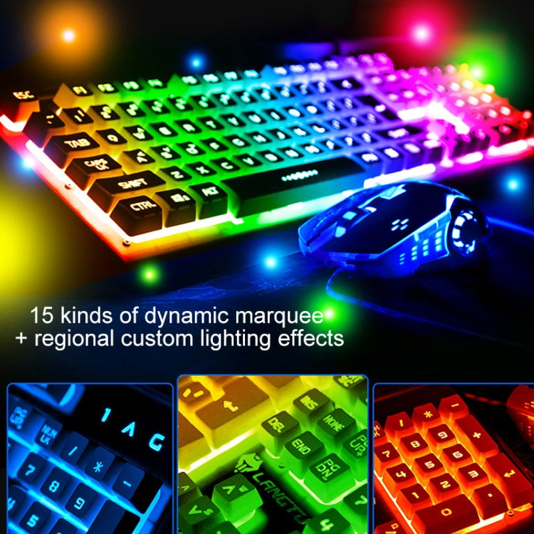 YINDIAO K002 USB Wired Mechanical Feel Sound Control RGB Backlight Keyboard + Optical Silent Mouse Set, Sound Control Backlight / Black, Sound Control Backlight / Silent / Black