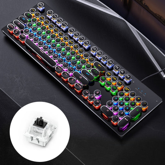 YINDIAO Electroplating Punk Mixed Light USB Mechanical Gaming Wired Keyboard, Black Shaft, Electroplating Punk,Black Shaft (Black)