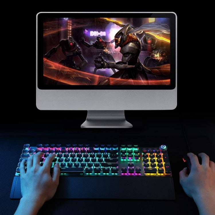 AULA F2088 108 Keys Mixed Light Mechanical Blue Switch Wired USB Gaming Keyboard with Metal Button, Blue Switch Black