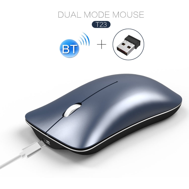 HXSJ T23 Bluetooth 5.0 + Bluetooth 3.0 + 2.4GHz Wireless Three Modes 4-Keys 1600 DPI Adjustable Ergonomics Optical Mouse, T23 Blue, T23 Black, T23 Gold