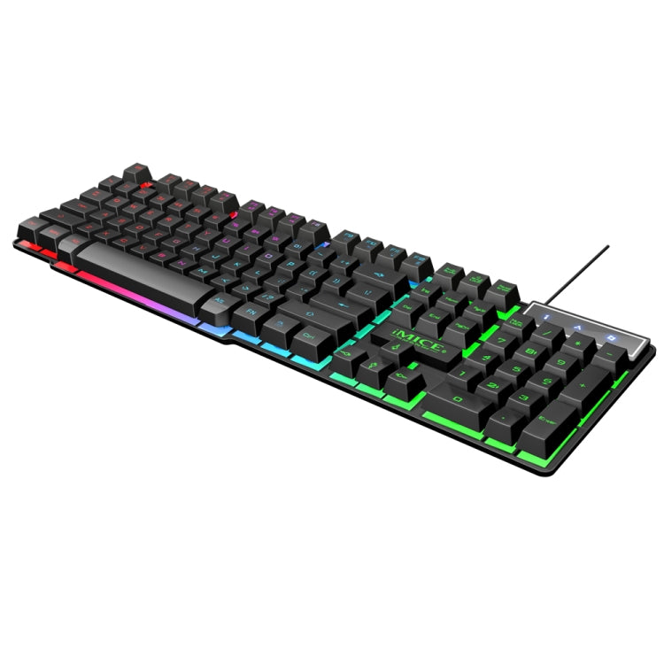 iMICE AK-600 Wired USB Floating Keycap Characters Glow Backlit Gaming Keyboard, Glow Backlit (Black)