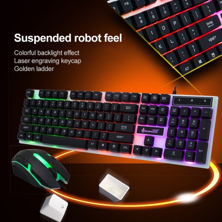 SHIPADOO D280 Wired RGB Backlight Mechanical Feel Suspension Keyboard + 3D Cool Mouse Kit for Laptop, PC, RGB Backlight