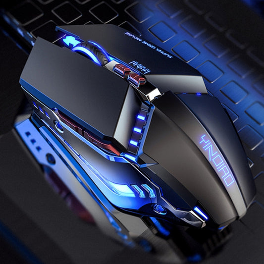 YINDIAO 3200DPI 4-modes Adjustable 7-keys RGB Light Wired Metal Mechanical Hard Core Macro Mouse, Style: Silent Version, Silent Version (Black), Silent Version (Grey)