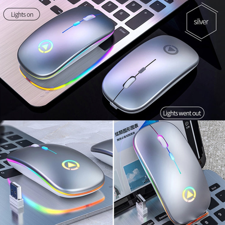 YINDIAO A2 2.4GHz 1600DPI 3-modes Adjustable RGB Light Rechargeable Wireless Silent Mouse, Rechargeable ver.