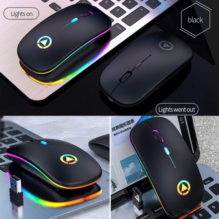 YINDIAO A2 BT3.0 + BT5.0 + 2.4GHz 1600DPI 3-modes Adjustable RGB Light Wireless Silent Bluetooth Mouse, Bluetooth ver.