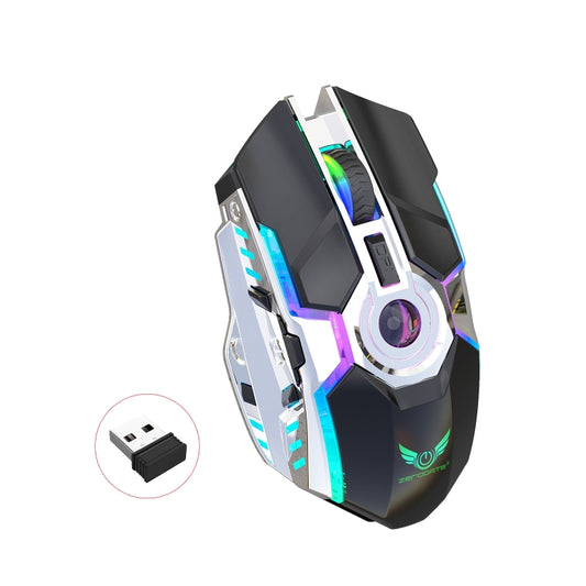 ZERODATE T30 2.4GHz 2400DPI Three-speed Adjustable RGB Backlight Wireless Optical Mouse, T30 Black, T30 White