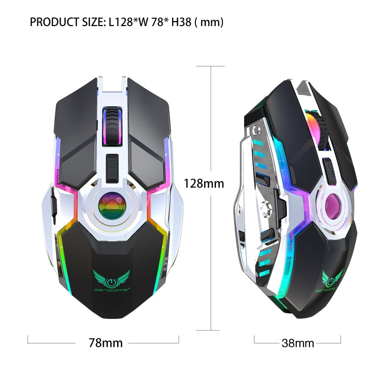 ZERODATE T30 2.4GHz 2400DPI Three-speed Adjustable RGB Backlight Wireless Optical Mouse, T30 Black, T30 White