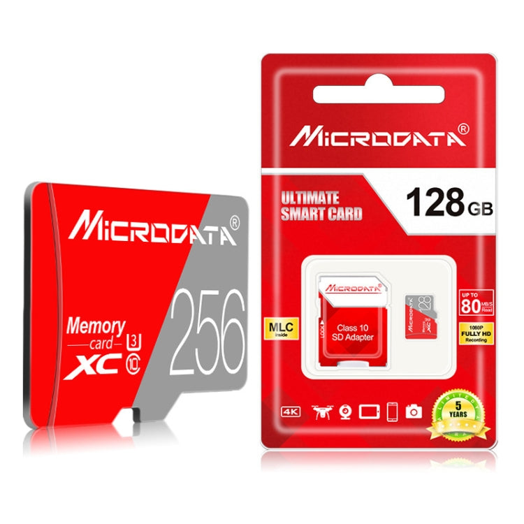 MICRODATA 256GB Class10 Red and Grey TF(Micro SD) Memory Card, 256GB